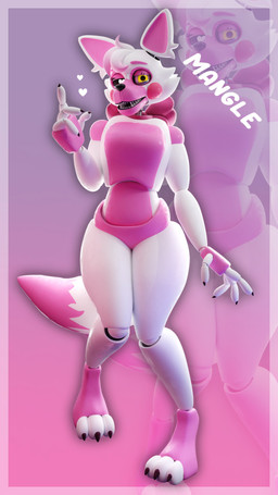anthro bow_tie breasts claws eyebrows female fingers hair heart_pupils heart_symbol heterochromia machine raised_eyebrow sharp_teeth solo standing tail teeth text thick_thighs yellow_eyes zoom_layer springycharna springycharna_(modeler) five_nights_at_freddy's five_nights_at_freddy's_2 scottgames mangle_(fnaf) animatronic canid canine fox mammal robot robot_anthro 2025 3d_(artwork) 4k 9:16 absurd_res character_name digital_media_(artwork) full-length_portrait hi_res pink_theme portrait