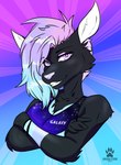 anthro black_body clipstudio female light_blue light_purple looking_at_viewer pink_color pink_eyes smile smirk solo arkadia_studio deer mammal absurd_res hi_res