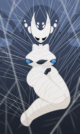 ambiguous_gender areola arthropod_webbing big_breasts black_breasts black_eyes blue_areola blue_nipples bound breasts duo eyebrows female genitals multi_eye nipples solo_focus spider_web vulva web_bondage bav hollow_knight_(franchise) team_cherry hornet_(hollow_knight) arachnid arthropod spider 2025 3:5 hi_res