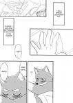 anthro black_and_white canid canine canis clothing comic cotton_(artist) dialogue domestic_dog english_text fur greyscale japanese_text male mammal monochrome natsume_(tooboe_bookmark) nitobe text tooboe_bookmark tuft