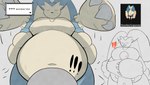 anthro belly big_belly big_breasts big_hands blue_body blue_skin blush breasts claws duo eyes_closed female finger_claws fur fusion heart_symbol hug human_on_anthro interspecies inviting larger_female long_ears male male/female navel nipples open_mouth overweight overweight_anthro overweight_female pokemon_fusion simple_background size_difference smaller_male smile spread_arms text white_background white_body white_fur mcerror nintendo pokemon pokemon_infinite_fusion snorpunny generation_1_pokemon generation_4_pokemon human hybrid lopunny mammal pokemon_(species) snorlax 16:9 absurd_res english_text hi_res widescreen