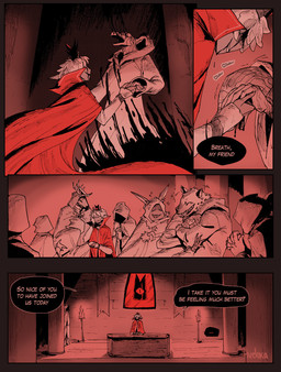 ambiguous_anthro ambiguous_gender anthro antlers church cult dialogue eyes_closed grin group hood horn inside resurrection smile speech_bubble text aveloka cult_of_the_lamb massive_monster_(studio) cerva_(aveloka) lamb_(cult_of_the_lamb) narinder tzinn_(aveloka) bat bovid caprine deer hyena mammal sheep 2025 comic digital_drawing_(artwork) digital_media_(artwork) english_text hi_res