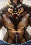 anthro balls beard biceps black_body black_fur black_sclera blush bodily_fluids body_hair breath brown_penis chest_tuft dripping drooling duo ear_piercing erection facial_hair first_person_view front_view fur furgonomics genital_fluids genitals glans green_eyes grey_body grey_fur happy_trail humanoid_genitalia humanoid_penis inside leaking_precum looking_at_viewer male male_anthro manly multicolored_body multicolored_fur muscular muscular_anthro muscular_male nipples nude open_mouth pecs penis penis_towards_viewer piercing precum precum_drip pupils saliva sharp_teeth slit_pupils solo_focus submissive submissive_pov sweat teeth thick_penis tongue tongue_out tuft white_body white_fur nviek5 mythology canid canine canis mammal mythological_canine mythological_creature werecanid werecanine werecreature werewolf wolf 2020 digital_media_(artwork) digital_painting_(artwork) hi_res