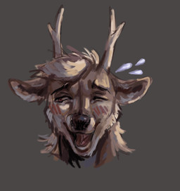 anthro simple_background solo greennie deer mammal 2023 digital_media_(artwork) digital_painting_(artwork) headshot_portrait hi_res painting_(artwork) portrait