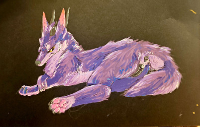andromorph animal_genitalia animal_vulva black_background canine_genitalia canine_vulva female feral fur genitals horn intersex lying paws purple_body purple_fur quadruped simple_background solo vulva 6-ft-demon canid canine mammal absurd_res hi_res marker_(artwork) traditional_media_(artwork)