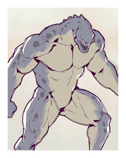 anthro biceps biped blue_body blue_tongue border broad_shoulders countershade_arms countershade_legs countershade_neck countershade_torso countershading deltoids dorsal_ridge empty_eyes front_view furrowed_eyebrows head_ridge male muscular muscular_anthro muscular_male nude nude_anthro nude_male open_mouth pecs pose simple_background snout solo tan_background tan_body tan_countershading teeth thick_neck tongue tongue_showing trapezius white_border yellow_eyes kingarthur_i scalie 2024 aliasing binary_drawing digital_drawing_(artwork) digital_media_(artwork) hi_res portrait three-quarter_portrait