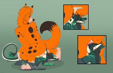 anal anal_penetration anal_vore anthro anus butt duo facesitting forced genitals male male/male nude oral partially_inside penetration penis resisting sex sitting sitting_on_another size_difference size_play snout_fuck vore bobateabandit capcom monster_hunter canid canine flying_wyvern fox mammal nargacuga absurd_res hi_res