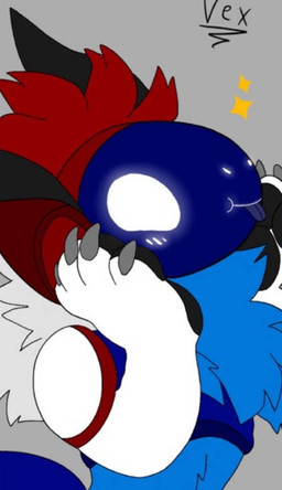 anthro claws female machine pawpads paws solo tongue tongue_out white_eyes chromelonewolf protogen