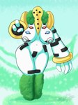 3_fingers breasts eyelashes featureless_feet feet female fingers navel nipples number pokemorph solo standing text thick_thighs latiar nintendo pokemon generation_4_pokemon humanoid legendary_pokemon pokemon_(species) regigigas 2019 artist_name digital_media_(artwork) english_text hi_res