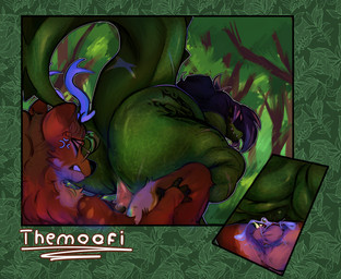 anthro backsack balls barely_visible_genitalia barely_visible_vulva big_butt bodily_fluids brown_body brown_fur butt cum cum_inside cum_while_penetrated dolos_(stingabelly) dominant dominant_female duo ejaculation eyewear female female_penetrated forest forest_background fur genital_fluids genitals glasses green_body huge_butt male male/female male_penetrating male_penetrating_female nature nature_background nude_anthro on_bottom on_top overweight overweight_female penetration penile penile_penetration penis plant reverse_cowgirl_position scar sex submissive submissive_male tattoo tree vulva wearing_glasses white_body white_fur themoofi noxel_amare crocodilian deer mammal reptile scalie absurd_res colored hi_res