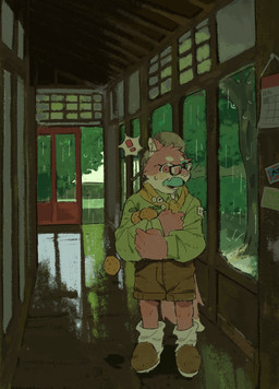 5_fingers anthro big_shoes blue_body blue_fur blush bottomwear boy_scout calendar clothed clothing clumsy detailed_background embarrassed exclamation_point eyewear fingers food fruit fur glasses green_clothing inner_ear_fluff japanese looking_at_viewer male open_mouth pink_body pink_eyes pink_fur plant raining scout_uniform shorts solo surprised tangerine_(fruit) tuft uniform white_body white_fur white_inner_ear_fluff katajio august_(meowmcmeow) domestic_cat felid feline felis mammal absurd_res digital_media_(artwork) hi_res