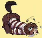 ambiguous_gender anthro bdsm bodily_fluids bondage bottomless bound buckteeth clothed clothing dizzy drooling eyewear glasses partially_clothed puddle restraints saliva seeing_stars solo straitjacket teeth tongue tongue_out unconscious equidata beaver mammal rodent hi_res trans_(lore) trans_woman_(lore)
