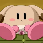 :< blush bodily_fluids clitoris female genitals long_ears looking_at_viewer pussy sitting solo spread_legs spread_pussy spreading tears neitsuke bomberman bomberman_64 konami charabom pommy 1:1 hi_res