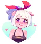 2018 absurd_res anthro button_ears clothed clothing cyancapsule digital_media_(artwork) domestic_pig ear_piercing emelie_(cyancapsule) female floppy_ears hair heart_eyes heart_symbol hi_res looking_at_viewer mammal piercing purple_eyes short_hair smile solo suid suina sus_(pig) white_hair