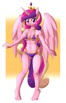 anthro anthrofied bikini breasts clothing crown cutie_mark feathered_wings feathers female fur hair headgear hooves horn long_hair looking_at_viewer multicolored_hair multicolored_tail navel pink_body pink_fur purple_eyes simple_background small_breasts smile solo standing swimwear tail two-piece_swimsuit unguligrade wings whatsapokemon friendship_is_magic hasbro my_little_pony mythology princess_cadance_(mlp) equid equine mammal mythological_creature mythological_equine winged_unicorn 2022 hi_res