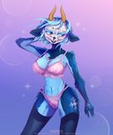 anthro big_breasts bone breasts clothing female fur fur_markings horn legwear lingerie markings skull skull_head solo stockings sanble illium_(mavis_delcat) bovid caprine goat mammal absurd_res hi_res