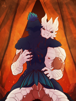 5_fingers anal anal_penetration anthro arms_around_partner balls bite biting_another biting_partner black_sclera blood blood_from_wound blue_body blue_feathers blue_hair bodily_fluids butt cheek_tuft claw_marks clawing claws cum cum_in_ass cum_inside duo evil_grin facial_tuft feathers fingers from_front_position genital_fluids genitals hair horn logo looking_at_viewer male male/male mastery_position neck_tuft orgasm penetration penis red_body red_eyes red_skin scales sex short_hair shoulder_bite smile tail tail_feathers text tuft white_body white_claws white_scales wounded ventkazemaru baldur's_gate baldur's_gate_3 dungeons_and_dragons hasbro larian_studios wizards_of_the_coast the_dark_urge_(baldur's_gate) avian bird corvid corvus_(genus) crow dragonborn_(dnd) oscine passerine scalie 2025 3:4 artist_logo artist_name dated hi_res