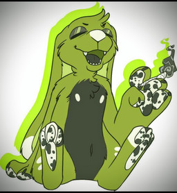 black_bars drugs fur green_body green_fur kingmew marijuana paws smoke unknown_artist lagomorph leporid mammal rabbit compression_artifacts letterbox source_request