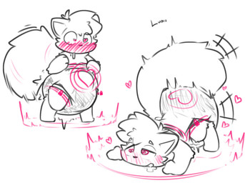 all_fours anthro big_tail blush blush_lines bodily_fluids clothed clothing diaper diaper_fetish diaper_humping diaper_masturbation diaper_only drooling erection erection_in_diaper feces fluffy fluffy_tail half-closed_eyes head_tuft heart_eyes heart_symbol lock_symbol looking_pleasured magic male motion_lines narrowed_eyes open_mouth open_smile pooping saliva simple_background smile soiled_diaper soiling soiling_diaper solo standing surprised tail topless trap_(contrivance) tuft unclean_diaper used_diaper wearing_diaper white_background wide_eyed ludis-luteo siszumi_(character) domestic_cat felid feline felis mammal black_and_white_and_red hi_res multiple_scenes signature