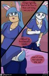 anthro breast_grab breasts clothed clothing comic english_text female fur fur_growth growth hand_on_breast hi_res human lagomorph leporid mammal rabbit roxythefoxy solo text transformation