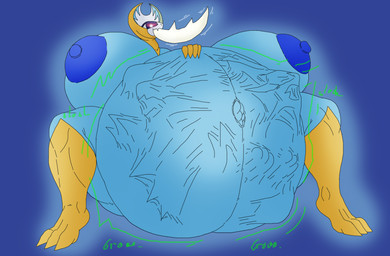 anthro areola belly big_belly big_breasts blue_areola blue_body breasts claws crouching digestion digestion_noises feet female female_pred glowing glowing_body glowing_eyes group huge_belly huge_breasts hyper hyper_belly hyper_breasts multiple_prey muscular muscular_female navel neck_bulge nipples onomatopoeia oral_vore simple_background sound_effects swallowing tail text toe_claws trio vore omega-macro nintendo pokemon elisa_(omega-macro) generation_7_pokemon legendary_pokemon lunala pokemon_(species) solgaleo ultra_necrozma hi_res