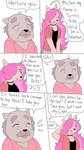 9:16 age_difference aged_up anthro black_clothing blue_clothing breasts brown_body brown_fur brown_hair canid canine canis clothed clothing comic curled_hair dialogue digital_media_(artwork) duo ear_piercing ear_ring english_text eyes_closed female freckles fur grandparent_(lore) hair hi_res male mammal multicolored_hair older_male open_mouth panel_skew piercing pink_hair puppkittyfan1 red_clothing ring_piercing smile tammy_(puppkittyfan1) text trans_(lore) trans_woman_(lore) two_tone_hair wolf