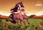 breasts cloud female flower grass leaf_clothing plant quadruped sky solo hotbento european_mythology greek_mythology mythology centaur equid equid_taur humanoid_taur mammal mammal_taur taur