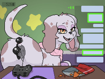anal anal_beads anal_beads_in_ass anal_masturbation anal_penetration animal_genitalia animal_vulva anus black_anal_beads black_nose bodily_fluids brown_body brown_ears brown_fur brown_tail butt canine_genitalia canine_vulva chat chips_(food) clothing controller currency_symbol desk dollar_sign eyelashes fangs female female_feral feral floppy_ears food fur furniture game_controller genital_fluids genitals grey_vulva half-closed_eyes livestream long_ears looking_at_viewer looking_back looking_back_at_viewer markings masturbation multicolored_body multicolored_ears multicolored_fur narrowed_eyes nude object_in_ass open_mouth orange_eyes penetration pink_anus pink_inner_ear pink_scarf pink_tongue presenting presenting_hindquarters pupils purple_wristband scarf sex_toy sex_toy_in_ass sex_toy_insertion shaking_butt smile snout solo spots spotted_body spotted_fur symbol table tail teeth tongue two_tone_body two_tone_ears two_tone_fur two_tone_tail vaginal_fluid_string vaginal_fluids vaginal_fluids_on_controller vaginal_fluids_on_object vaginal_fluids_on_vulva vulva whisker_spots white_body white_ears white_fur white_tail koboldklaws doritos frito-lay naiara_(waketab) canid canine canis dalmatian domestic_dog mammal 2025 2d_animation 4:3 animated digital_media_(artwork) hi_res loop pixel_(artwork) pixel_animation
