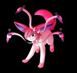 blue_body blue_eyes blue_fur clenched_teeth feral fur hair kunai male pink_body pink_fur pink_hair simple_background solo teeth transparent_background weapon freeze-pop88 nintendo pokemon eeveelution generation_6_pokemon mammal pokemon_(species) sylveon alpha_channel hi_res