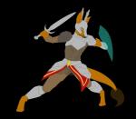 anthro armor blocking chainmail fight leather magic melee_weapon pose shield solo sword weapon yomanix toman_white absurd_res alpha_channel hi_res