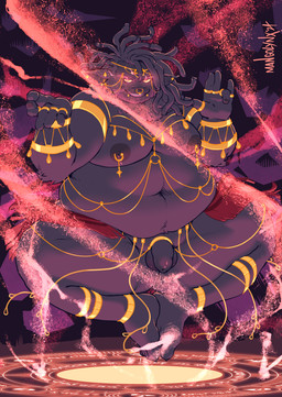 anthro balls belly dreadlocks flaccid foreskin fur genitals gold_accessories hair humanoid_genitalia humanoid_penis jewelry male moobs mostly_nude navel nipple_piercing nipples overweight overweight_anthro overweight_male penis piercing simple_background small_balls small_penis solo mangolynx bovid caprine deity mammal sheep digital_media_(artwork) hi_res