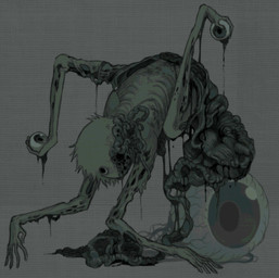 4_arms ambiguous_gender ambiguous_humanoid black_eyes body_horror disfigured eyeball fur gore green_body green_fur guts holding_eyeball horror_(theme) mangled multi_arm multi_limb organs ribs solo trypophobia jejejunum humanoid monster monstrous_humanoid undead zombie 2026 dark_theme