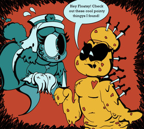 anthro backstab belly bodily_fluids bone candy cartoon_gloves chocolate chocolate_chips clothing cookie cookie_dough dagger dessert dialogue dripping duo exposed_bone female floating flower food hat headgear headwear knife legless melee_weapon navel pie_cut_eyes plant rubberhose simple_background slightly_chubby stab sweat sweatdrop toony torn_clothing victorian victorian_clothing weapon crazy_8_animations cookie_(crazy_8_animations) floats_(crazy_8_animations) food_creature ghost humanoid spirit shaded simple_shading