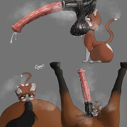 ambiguous_feral ambiguous_gender anatomically_inaccurate animal_genitalia animal_penis anus ball_worship balls balls_on_face big_penis blush bodily_fluids body_worship butt butt_sniffing collar disembodied_penis equine_genitalia equine_penis erection extreme_size_difference eyebrow_piercing faceless_character faceless_feral faceless_male facial_piercing feral flared_penis genital_fluids genital_worship genitals grey_background hooves huge_penis larger_feral larger_male looking_pleasured male male/ambiguous male_feral medial_ring monotone_background musk_worship musky_balls musky_penis penile penis penis_worship piercing precum precum_bead precum_squirt puffy_anus quadruped saggy_balls saliva servicing_from_below simple_background sitting size_difference smaller_ambiguous smaller_feral sniffing sweat sweaty_balls sweaty_genitalia sweaty_penis toony unguligrade vein veiny_balls veiny_penis cr4vr0 domestic_cat equid equine felid feline felis horse mammal 1:1 absurd_res colored digital_media_(artwork) hi_res multiple_scenes shaded signature female_(lore)