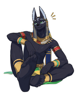 anthro areola biped clothed clothed_anthro clothed_male clothing ear_piercing egyptian egyptian_clothing feet fingers front_view inner_ear_fluff male navel nipples piercing simple_background sitting smile solo toes tuft nulia egyptian_mythology middle_eastern_mythology mythology elmouti anubian_jackal canid canine canis deity jackal mammal 2026 digital_drawing_(artwork) digital_media_(artwork) hi_res