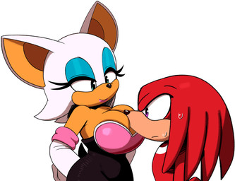 anthro big_breasts bodily_fluids breasts clothing duo female male sweat wide_hips blue_archer_(artist) idw_publishing sega sonic_the_hedgehog_(comics) sonic_the_hedgehog_(idw) sonic_the_hedgehog_(series) knuckles_the_echidna rouge_the_bat bat echidna mammal monotreme