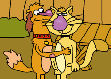 anthro duo genitals hal_(nature_cat) male male/male nude penis nickjrbunniesfan nature_cat pbs nature_cat_(character) canid canine canis domestic_cat domestic_dog felid feline felis mammal