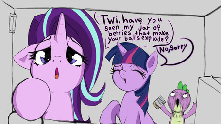 bodily_fluids box cabinet container doorhinge female feral group horn humor jar male tears text trio wings zekn friendship_is_magic hasbro my_little_pony mythology spike_(mlp) starlight_glimmer_(mlp) twilight_sparkle_(mlp) dragon equid equine mammal mythological_creature mythological_equine mythological_scalie scalie unicorn winged_unicorn 16:9 4k absurd_res english_text hi_res widescreen