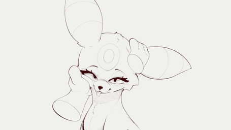 4_fingers ambiguous_gender anthro black_nose blep bodily_fluids chin_scratch disembodied_hand drooling duo eyebrows eyelashes feral fingers headpat petted_silly petting saliva scratching simple_background smile tongue tongue_out white_background conditional_dnp tohupo nintendo pokemon eeveelution generation_2_pokemon pokemon_(species) umbreon 16:9 2024 animated line_art monochrome widescreen