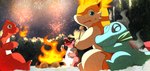 fire forest male plant tree darrow0 nintendo pokemon mo_(darrow) pol_(darrow) yuel charmeleon generation_1_pokemon generation_2_pokemon generation_5_pokemon krookodile pokemon_(species) quilava totodile hi_res