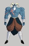 abs anthro beard ear_piercing ear_ring facial_hair horn male mature_male muscular muscular_male piercing ring_piercing scar shirtless solo levionb123 dragon_ball dragon_ball_super moro bovid caprine goat mammal planet_devourer absurd_res hi_res