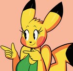 anthro big_breasts black_markings black_nose breasts dipstick_ears ear_markings female finger_spin fur markings multicolored_ears raised_tail smile solo tail yellow_body yellow_fur blackmore nintendo pokemon rikka's_finger_spin cosplay_pikachu_(character) generation_1_pokemon pikachu pokemon_(species) animated digital_media_(artwork) hi_res meme short_playtime