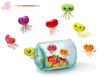 ambiguous_gender beady_eyes bean black_eyes candy container dessert feral food group humor jar jelly_bean pun simple_background visual_pun white_background piper_thibodeau aquatic cnidarian food_creature jellyfish living_candy medusozoan digital_media_(artwork) digital_painting_(artwork) painting_(artwork)