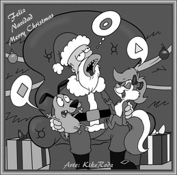 accessory bow_(feature) bow_accessory bow_ribbon female fur group hair hair_accessory hair_bow hair_ribbon holidays male male/female pink_body pink_fur purple_body purple_fur purple_hair ribbons yellow_body yellow_skin kikerodz 20th_century_fox cartoon_network christmas courage_the_cowardly_dog gracie_films the_simpsons tiny_toon_adventures warner_brothers courage_the_cowardly_dog_(character) fifi_la_fume homer_simpson beagle canid canine canis domestic_dog human hunting_dog mammal mephitid scent_hound skunk striped_skunk toy_dog black_and_white crossover monochrome