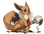 ambiguous_gender brown_body brown_fur brush claws feral fur holding_brush holding_object holding_paintbrush ink markings paintbrush pawpads paws quadruped red_markings simple_background sitting solo toe_claws white_background mocha-wing nintendo pokemon eevee generation_1_pokemon pokemon_(species) 2021 hi_res