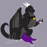 2_penises animal_genitalia animal_penis big_penis black_body black_scales bodily_fluids collar erection expansion feral genital_expansion genital_fluids genital_slit genitals growth growth_potion growth_sequence male multi_genitalia multi_penis penis potion scales solo tail tapering_penis wings kinkydream mythology fyrre_(fyrrex) dragon mythological_creature mythological_scalie scalie 1:1 hi_res