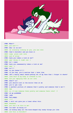 bed blue_hair buckteeth chat chat_box clothing dialogue duo eyewear eyewear_only female furniture glasses glasses_only green_clothing green_hair hair heart_pillow human_on_humanoid interspecies male male/female nude on_bed pillow rectangular_glasses round_glasses talking_to_another teeth text wearing_glasses alyfia homestuck ms_paint_adventures jade_harley june_egbert animal_humanoid canid canid_humanoid canine canine_humanoid dog_humanoid human humanoid mammal mammal_humanoid comic english_text hi_res brother_(lore) brother_and_sister_(lore) incest_(lore) sibling_(lore) sister_(lore)
