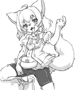 ahoge anthro armwear bare_shoulders beckoning bell bell_collar blush bottomwear broken_chain camel_toe chain chain_leash clothed clothing collar come_at_me detached_sleeves female footwear fur gesture hair inviting jingle_bell kemono leash lock loli navel open_mouth padlock pouch_(clothing) raised_leg rattle seductive shoes short_hair shorts simple_background skirt sneakers solo spandex spandex_shorts star_eyes tight_bottomwear tight_clothing tight_shorts tongue tongue_out topwear tube_top white_background young young_anthro young_female kikurage domestic_cat felid feline felis mammal monochrome sketch