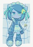 alternate_costume alternative_fashion apron bangs blue_body blue_clothing blue_eyes blue_footwear blue_hair blue_jacket blue_skin blue_socks blue_topwear chibi clothing ellipsis female footwear frown hair heart_tail heterochromia highlights_(coloring) jacket jersey_maid jitome loose_socks maid_apron maid_headdress multicolored_eyes shoes short_hair sleeves_past_fingers socks solo swept_bangs tail topwear track_jacket two_tone_eyes white_apron white_clothing white_footwear white_shoes agpgwm pepoyo poyopep utau poyoroid poyoroid_(utsu) alien humanoid pepon-jin 2022 blue_theme hi_res