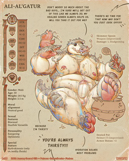 5_fingers anthro balls belly biceps big_penis black_eyes bodily_fluids character_sheet_(rpg) cookware cutlery dripping elemental_manipulation erection feet fingers foreskin genital_fluids genitals glowing glowing_eyes healer huge_penis humanoid_genitalia humanoid_penis improvised_weapon kitchen_utensils looking_at_viewer male melee_weapon muscular muscular_anthro muscular_male nipple_piercing nipples nude nude_anthro nude_male offscreen_character overweight overweight_anthro overweight_male pale_body pecs penile penis piercing pink_balls pottery precum precum_drip saggy_balls scales scales_on_shoulder scaly_tail simple_background skimmer_spoon small_balls smaller_balls_bigger_penis smile solo spoon tail teeth text thick_penis thick_tail tools tusks water_manipulation weapon white_body hotsatyr dungeons_and_dragons hasbro mythology the_dungeon_(hotsatyr) wizards_of_the_coast ali-al'gatur albino_alligator alligator alligatorid crocodile crocodilian reptile scalie 2026 censored digital_media_(artwork) english_text model_sheet mosaic_censorship uncensored_version_at_paywall